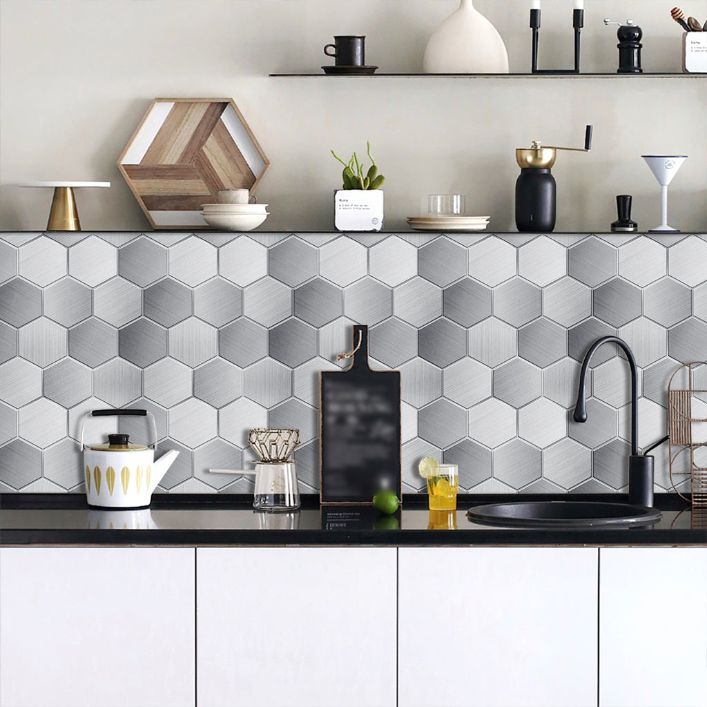 Modern Hexagon Peel-and-Stick Backsplash Tiles