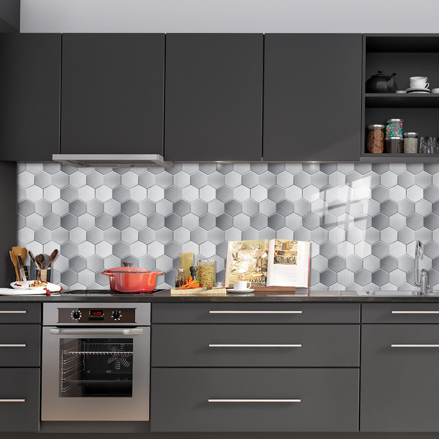 Modern Hexagon Peel-and-Stick Backsplash Tiles