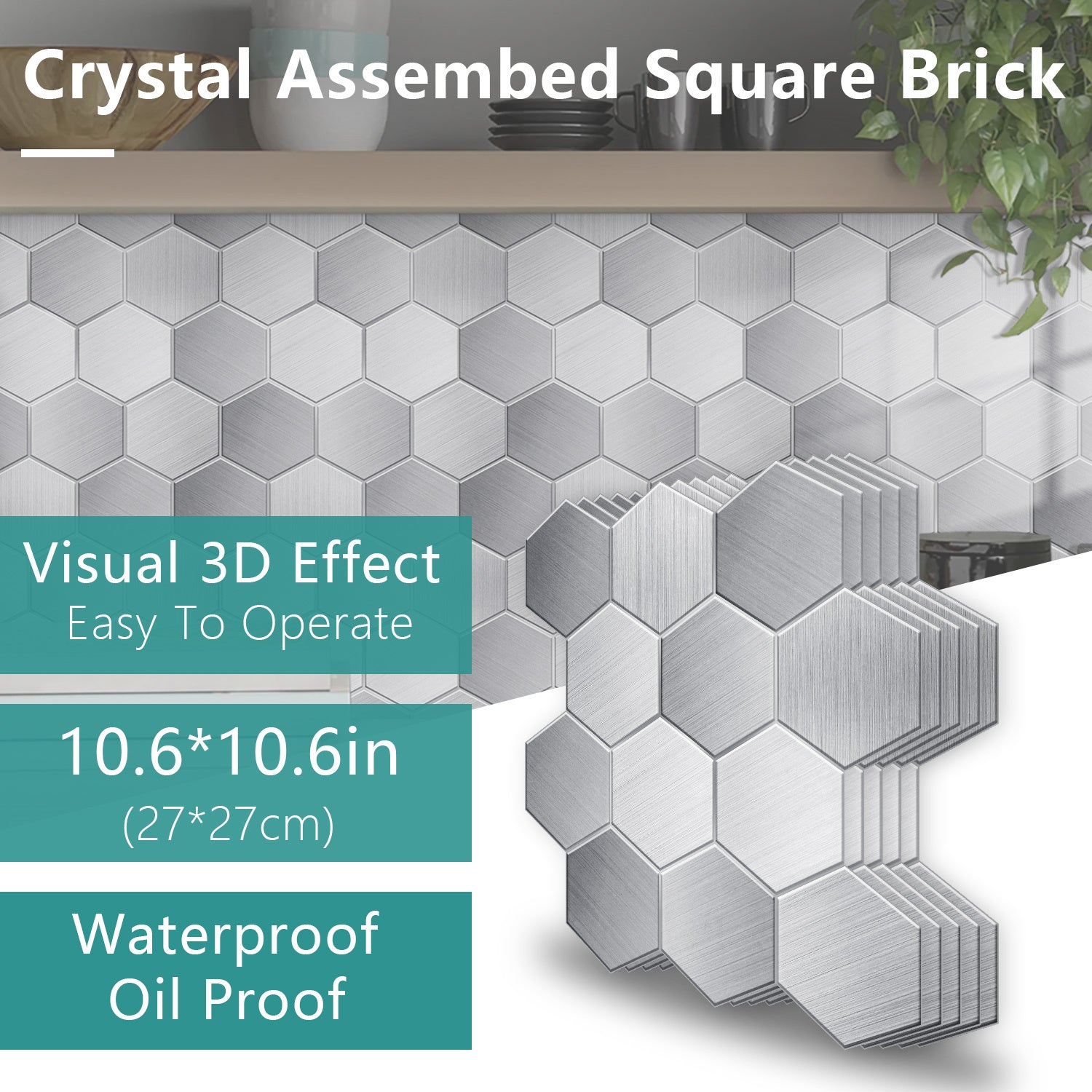 Modern Hexagon Peel-and-Stick Backsplash Tiles