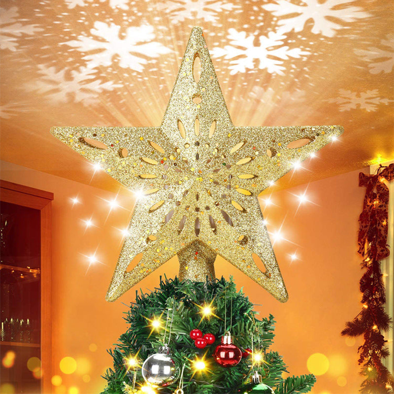 Sparkling 3D Star Tree Topper with Cozy Snowflake Lights